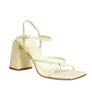 Dear Frances Cleo Sandal Block Heel Cream Pale Butter Yellow IT EU 37 US 7